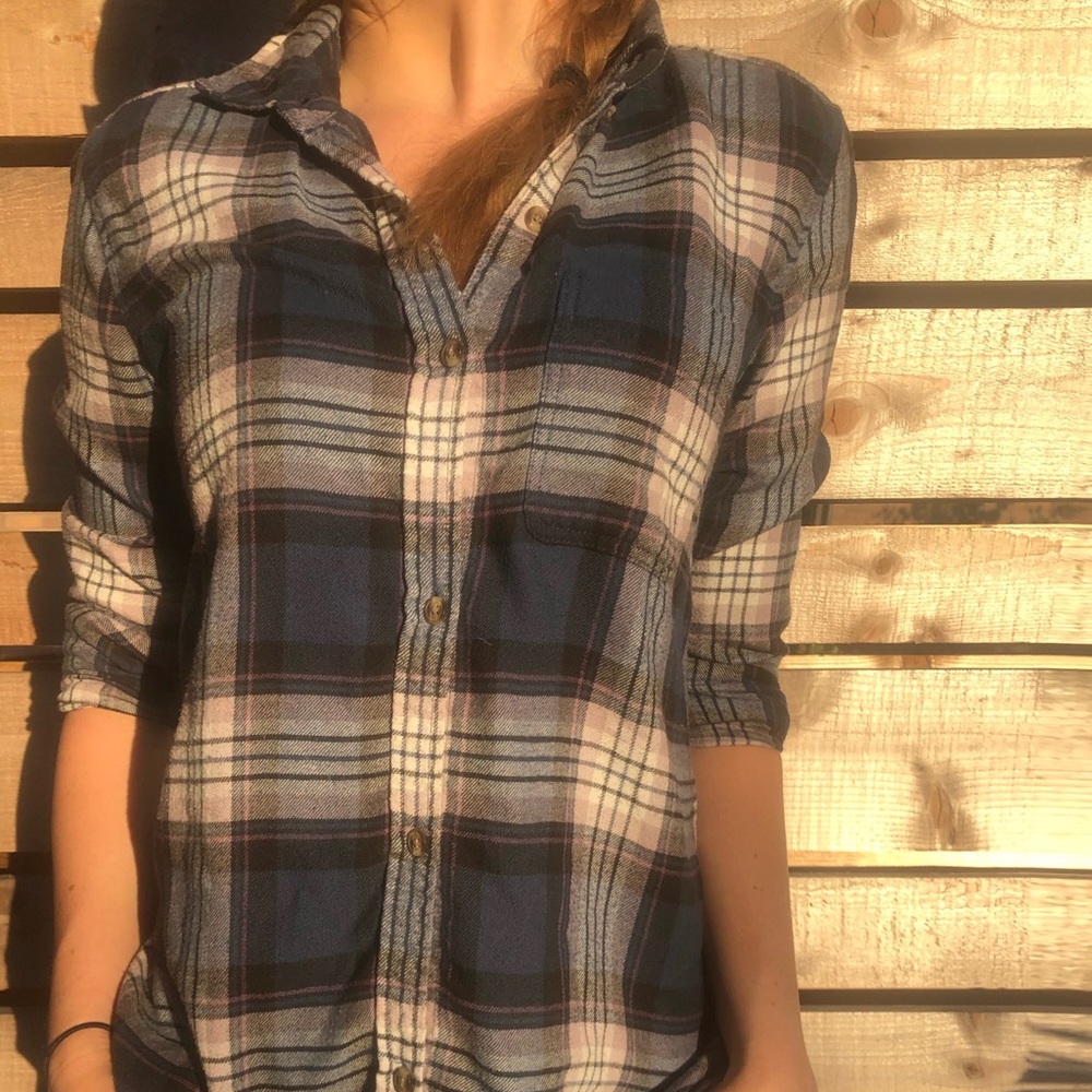 Plaid American Eagle Boyfriend Fit Long Sleeve